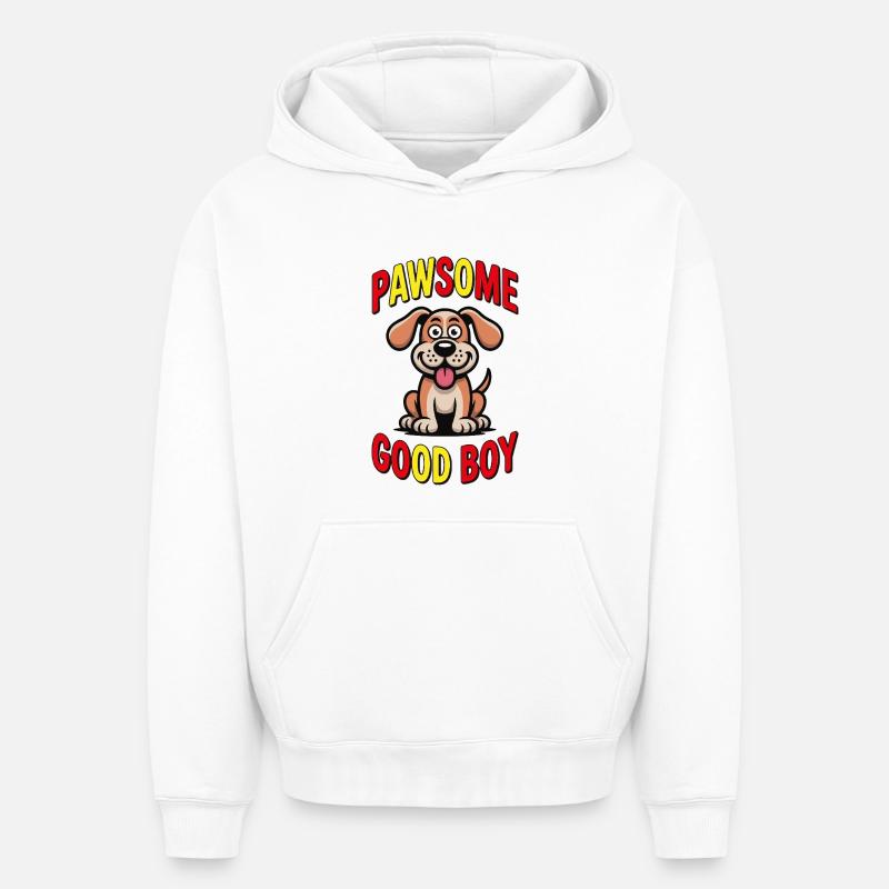 Pawsome_dog - Sweat à capuche unisexe oversize épais SPREAD - blanc