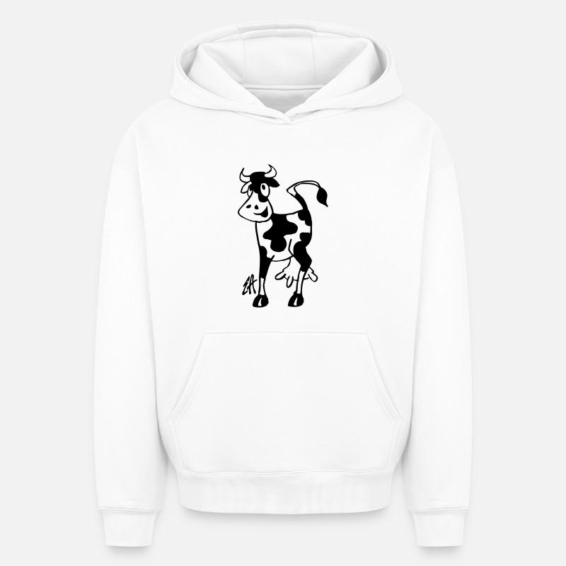 Vache - Sweat à capuche unisexe oversize épais SPREAD - blanc