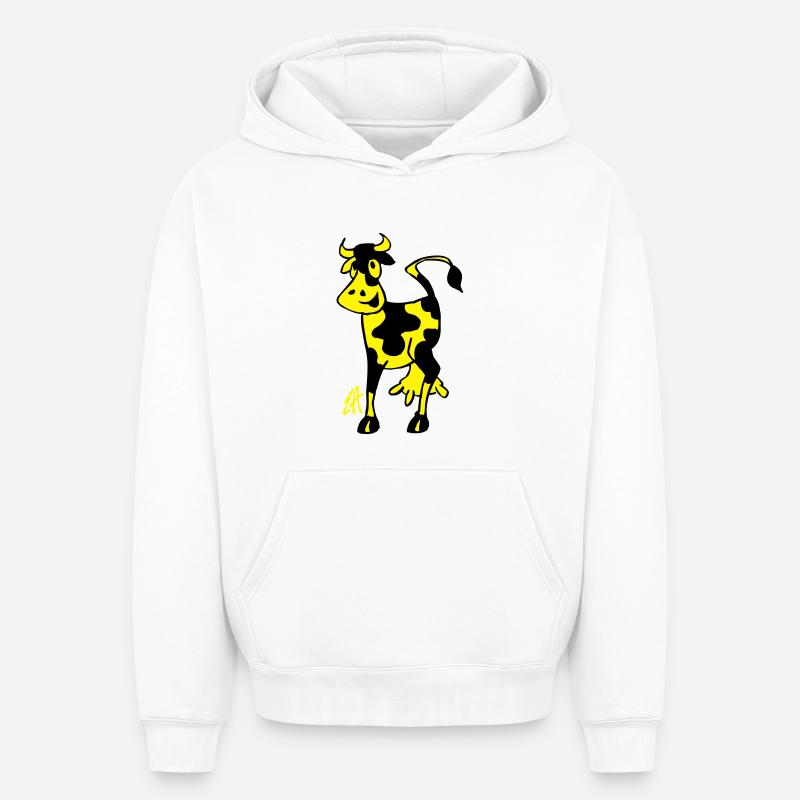 Vache - Sweat à capuche unisexe oversize épais SPREAD - blanc