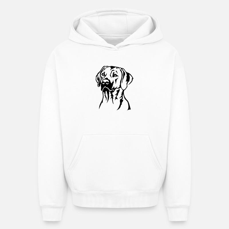 Rhodesian Ridgeback Head - Sweat à capuche unisexe oversize épais SPREAD - blanc