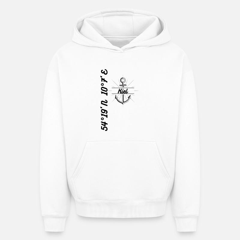 Kiel coordonne Design Maritim - Sweat à capuche unisexe oversize épais SPREAD - blanc