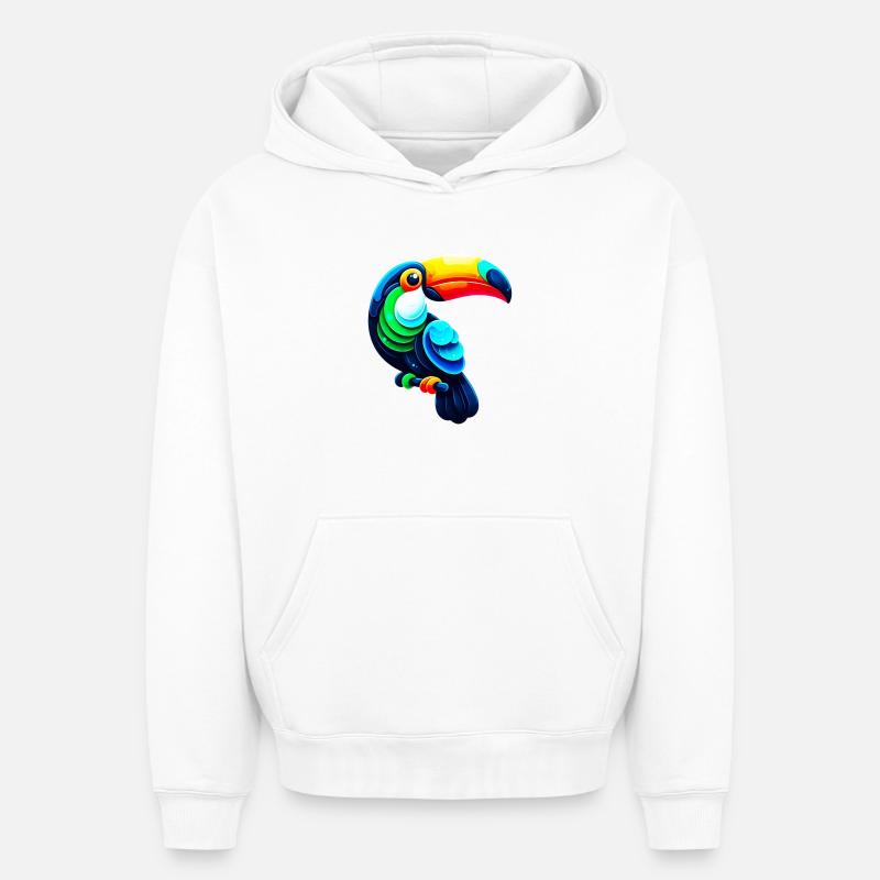 Toucan - Sweat à capuche unisexe oversize épais SPREAD - blanc