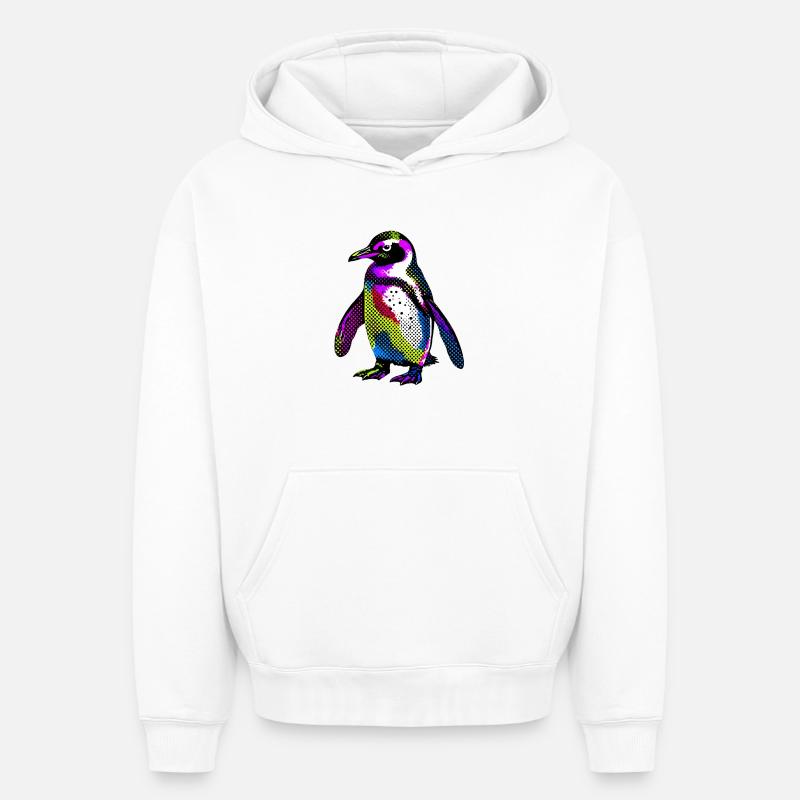 Pingouin - Sweat à capuche unisexe oversize épais SPREAD - blanc