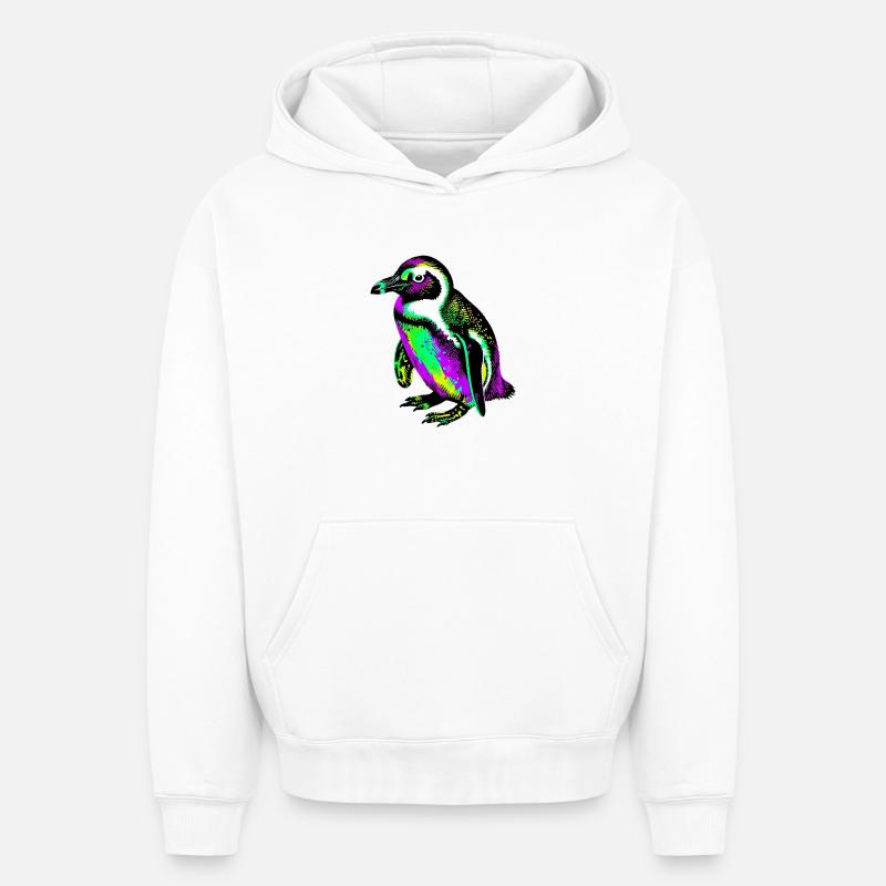 Pingouin - Sweat à capuche unisexe oversize épais SPREAD - blanc