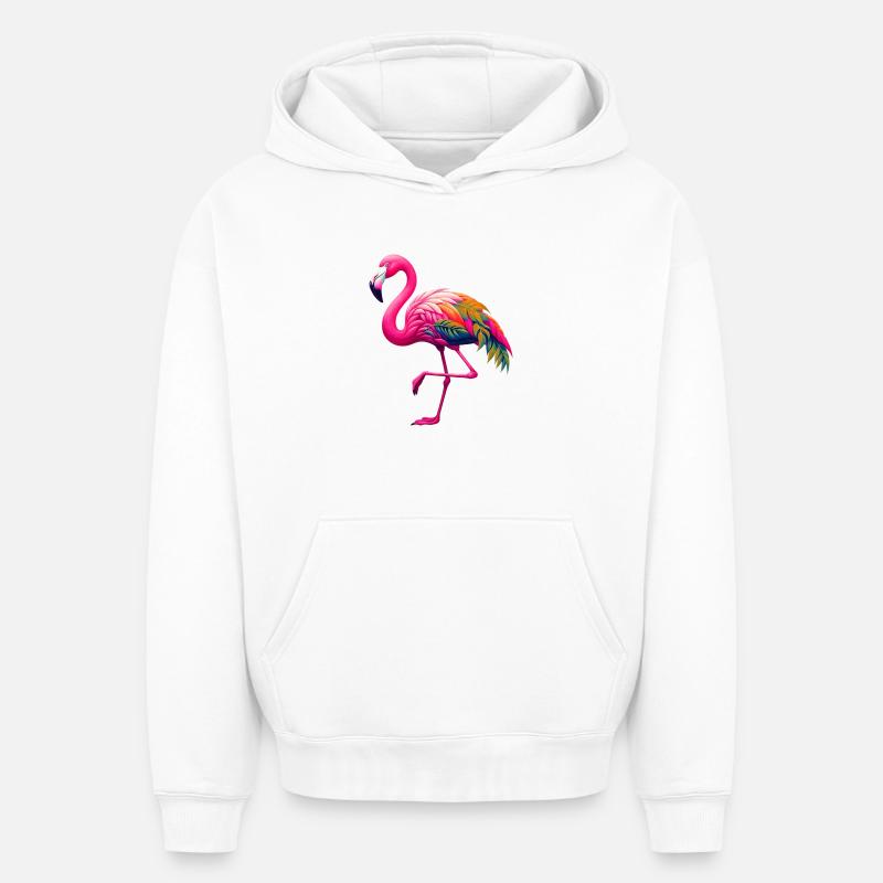 Flamant - Sweat à capuche unisexe oversize épais SPREAD - blanc
