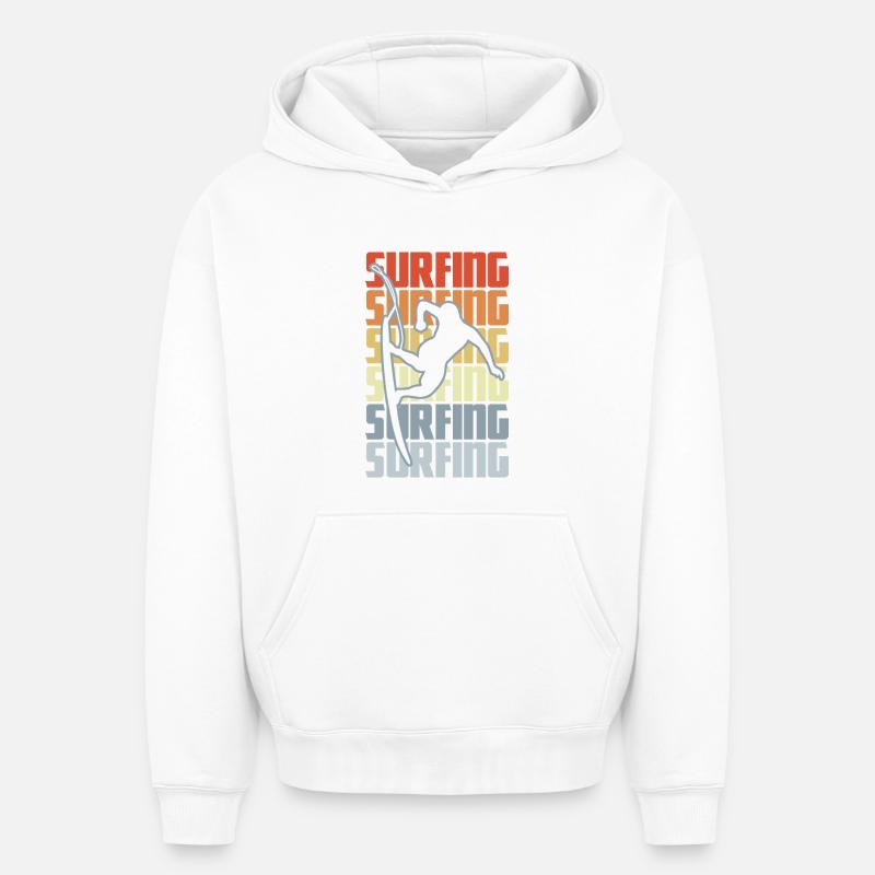 Entraîneur de surf - Sweat à capuche unisexe oversize épais SPREAD - blanc