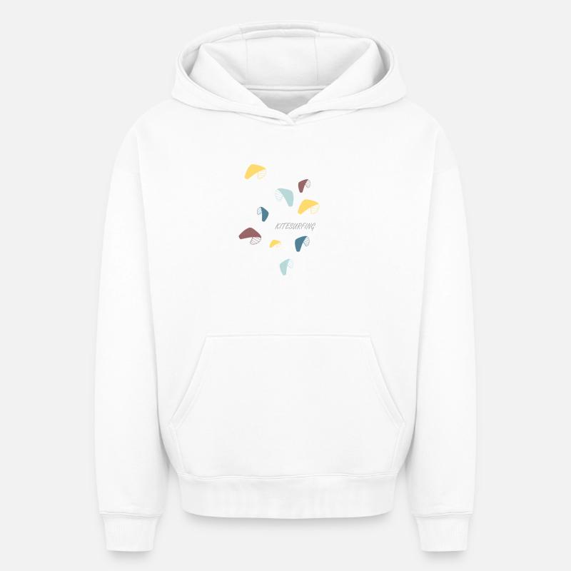 Kitesurf Motif Pastel - Sweat à capuche unisexe oversize épais SPREAD - blanc