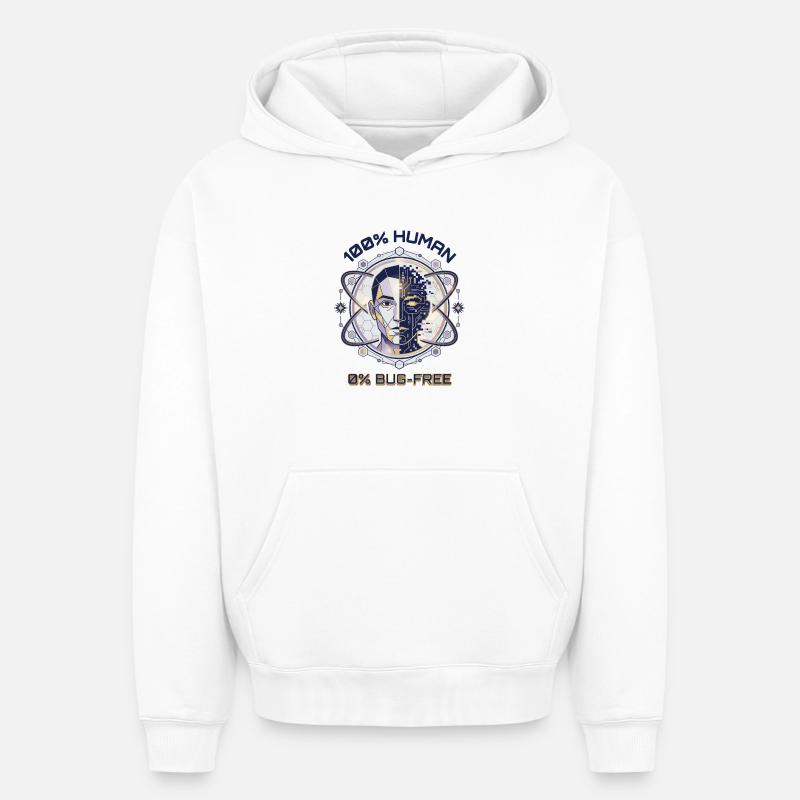 Code de bug humain - Sweat à capuche unisexe oversize épais SPREAD - blanc