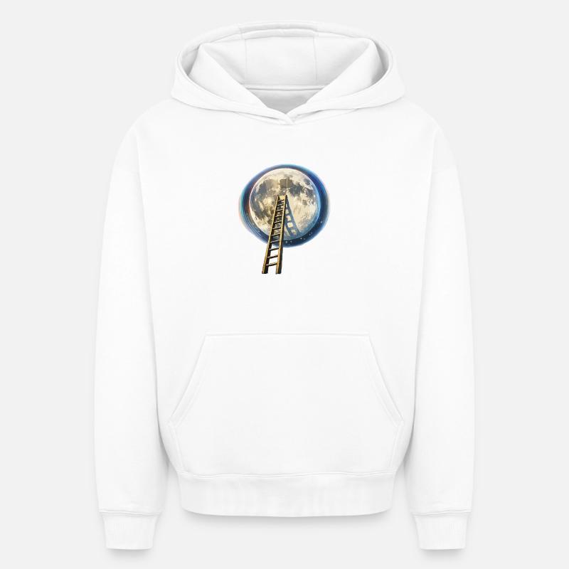 Échelle vers la Lune - Sweat à capuche unisexe oversize épais SPREAD - blanc