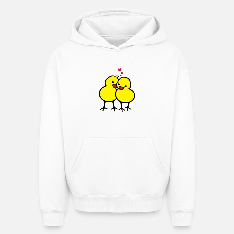 chicks in love (c) - Sweat à capuche unisexe oversize épais SPREAD - blanc