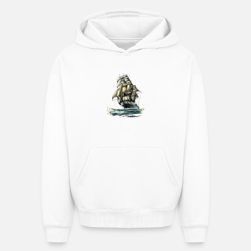 sailing ship - Sweat à capuche unisexe oversize épais SPREAD - blanc