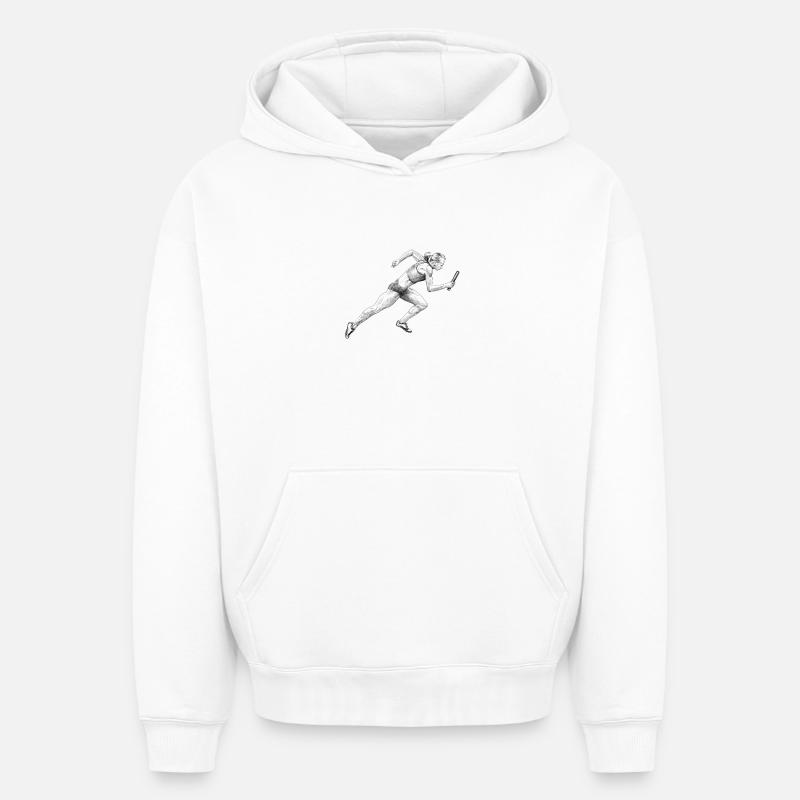 Runner - Sweat à capuche unisexe oversize épais SPREAD - blanc