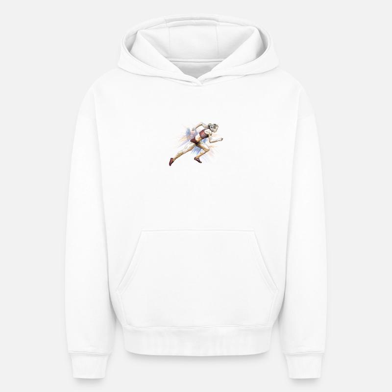 Runner - Sweat à capuche unisexe oversize épais SPREAD - blanc