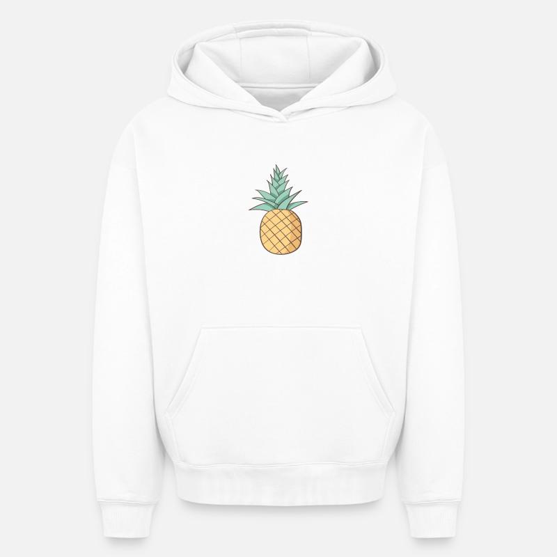 Ananas - Sweat à capuche unisexe oversize épais SPREAD - blanc