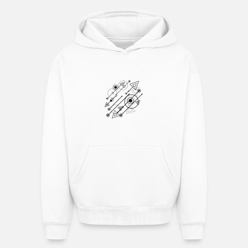 Flux d’énergie géométriques - Sweat à capuche unisexe oversize épais SPREAD - blanc