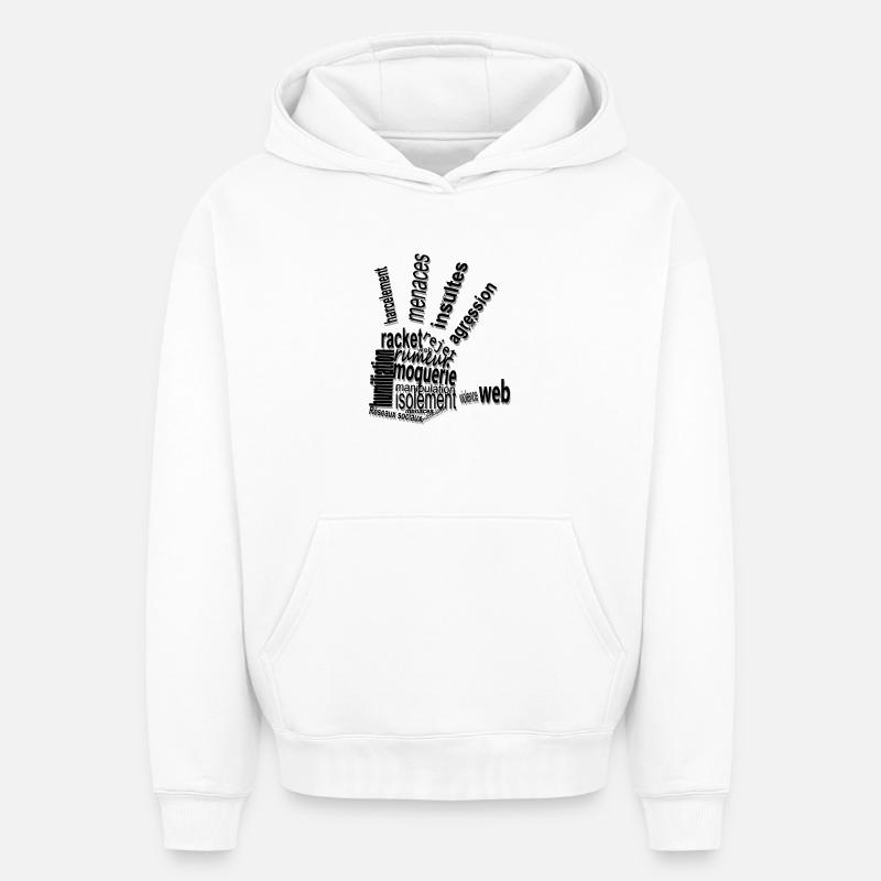 harcelement - Sweat à capuche unisexe oversize épais SPREAD - blanc