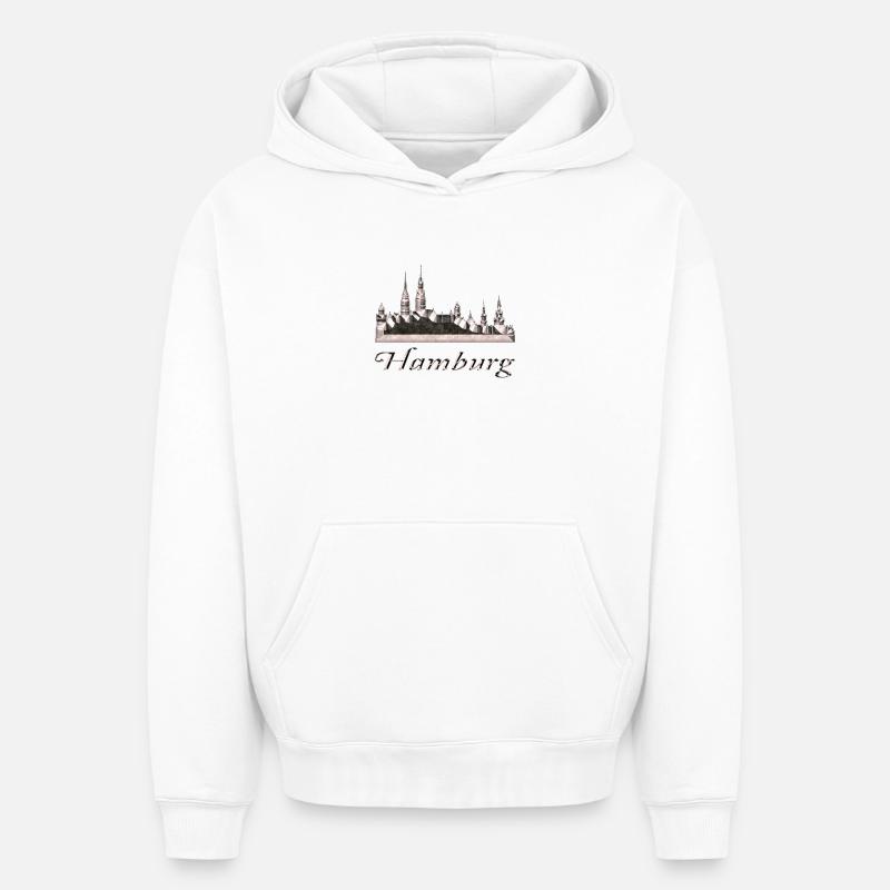 Hambourg - Sweat à capuche unisexe oversize épais SPREAD - blanc