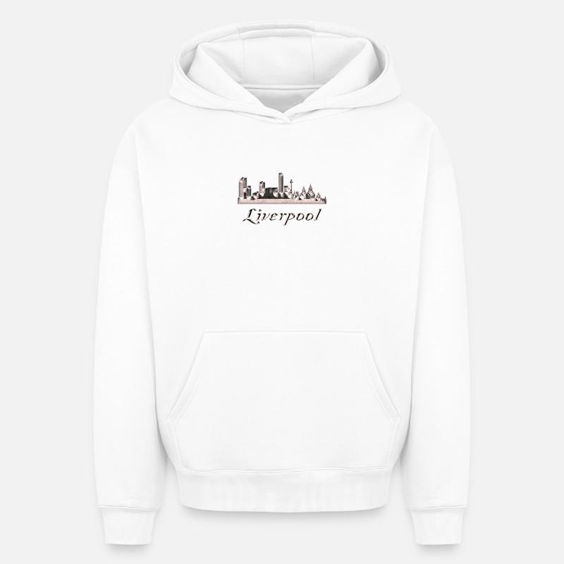 Liverpool - Sweat à capuche unisexe oversize épais SPREAD - blanc
