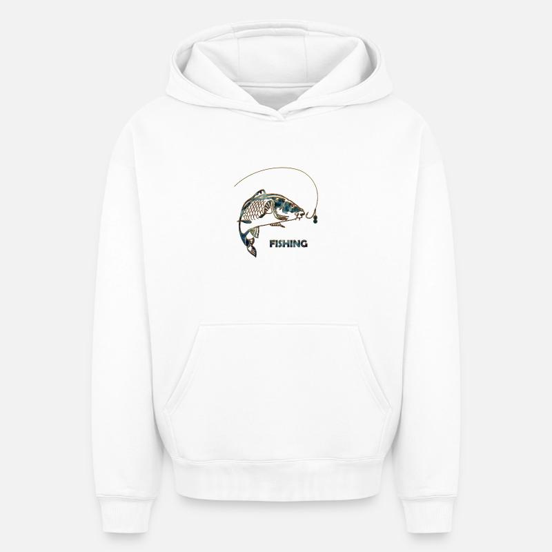 pêche - Sweat à capuche unisexe oversize épais SPREAD - blanc