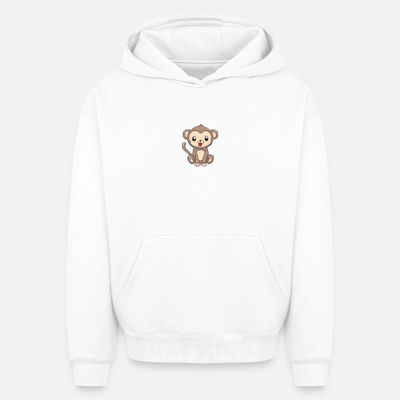 singe - Sweat à capuche unisexe oversize épais SPREAD - blanc