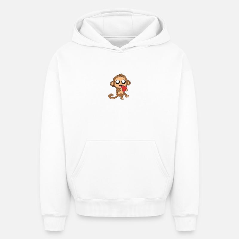 singe - Sweat à capuche unisexe oversize épais SPREAD - blanc