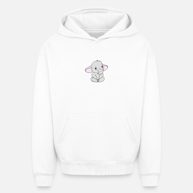 éléphant - Sweat à capuche unisexe oversize épais SPREAD - blanc