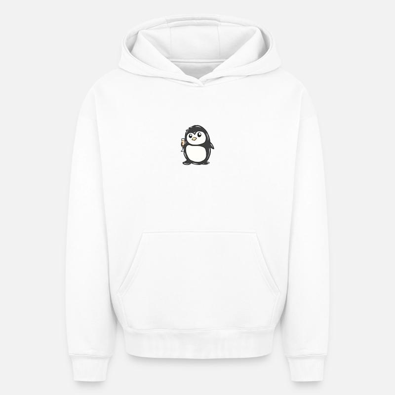 manchot - Sweat à capuche unisexe oversize épais SPREAD - blanc