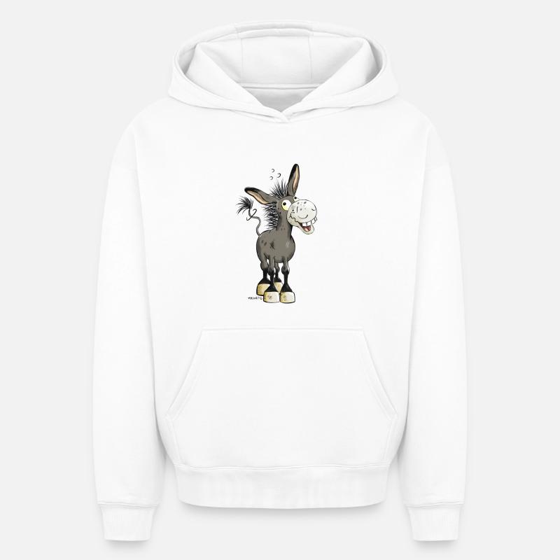 âne rire - Sweat à capuche unisexe oversize épais SPREAD - blanc