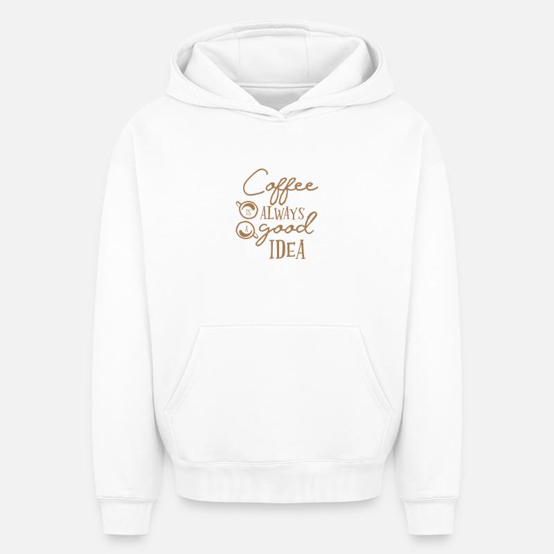 café - Sweat à capuche unisexe oversize épais SPREAD - blanc
