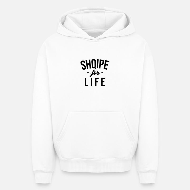 Albanie! - Sweat à capuche unisexe oversize épais SPREAD - blanc