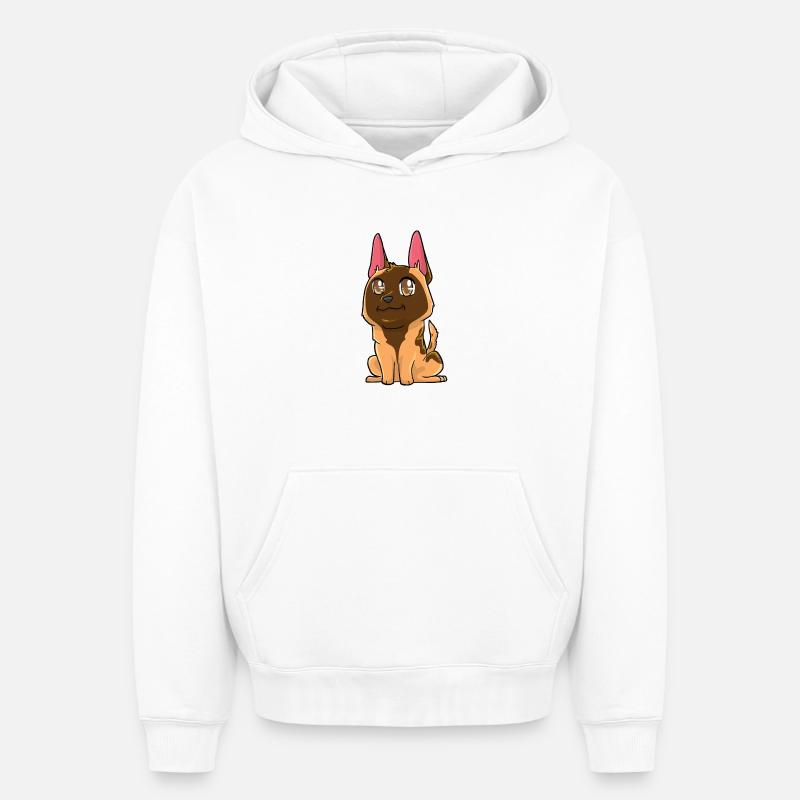 Malinois - Sweat à capuche unisexe oversize épais SPREAD - blanc