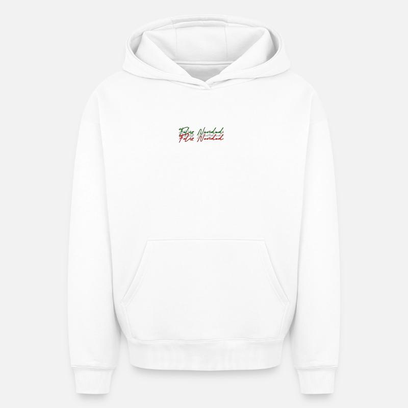 Feliz Navidad - Sweat à capuche unisexe oversize épais SPREAD - blanc