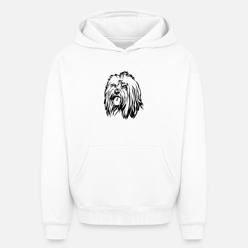 Tête de terrier tibétain - Sweat à capuche unisexe oversize épais SPREAD - blanc