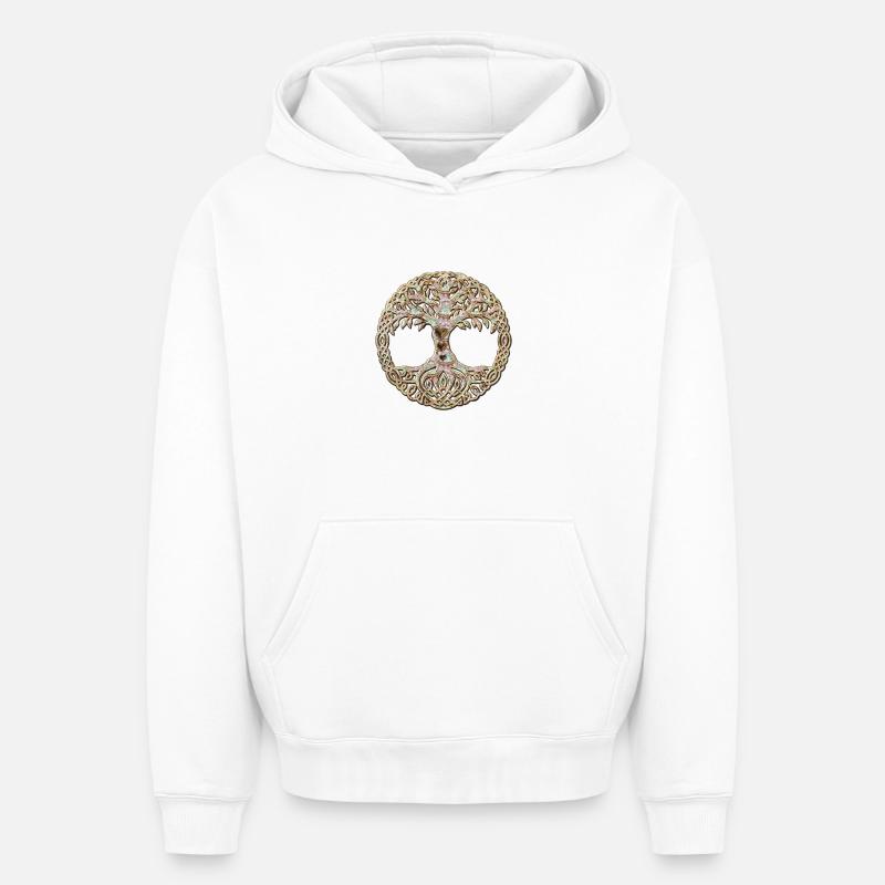 Arbre celtique élégant - Sweat à capuche unisexe oversize épais SPREAD - blanc