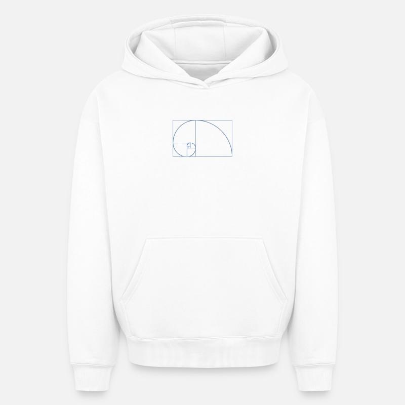 Fibonacci Tshirt - Sweat à capuche unisexe oversize épais SPREAD - blanc