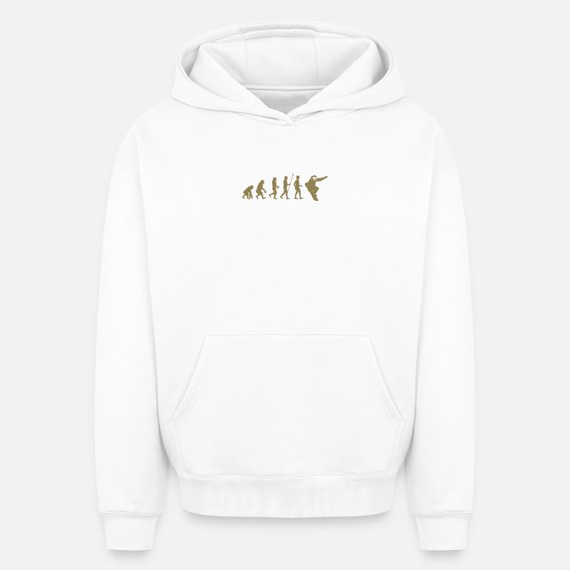 Snowboarder Evolution Geschenkidee - Oversized Heavyweight Unisex Hoodie - Weiß