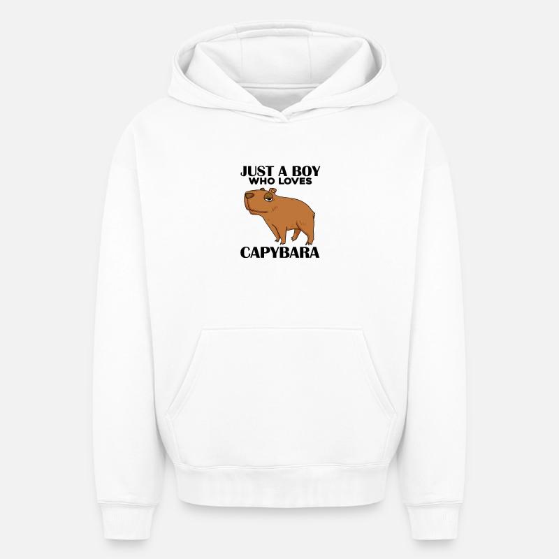Capybara Garçon - Sweat à capuche unisexe oversize épais SPREAD - blanc