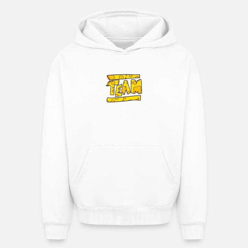 Équipe Fromage - Sweat à capuche unisexe oversize épais SPREAD - blanc