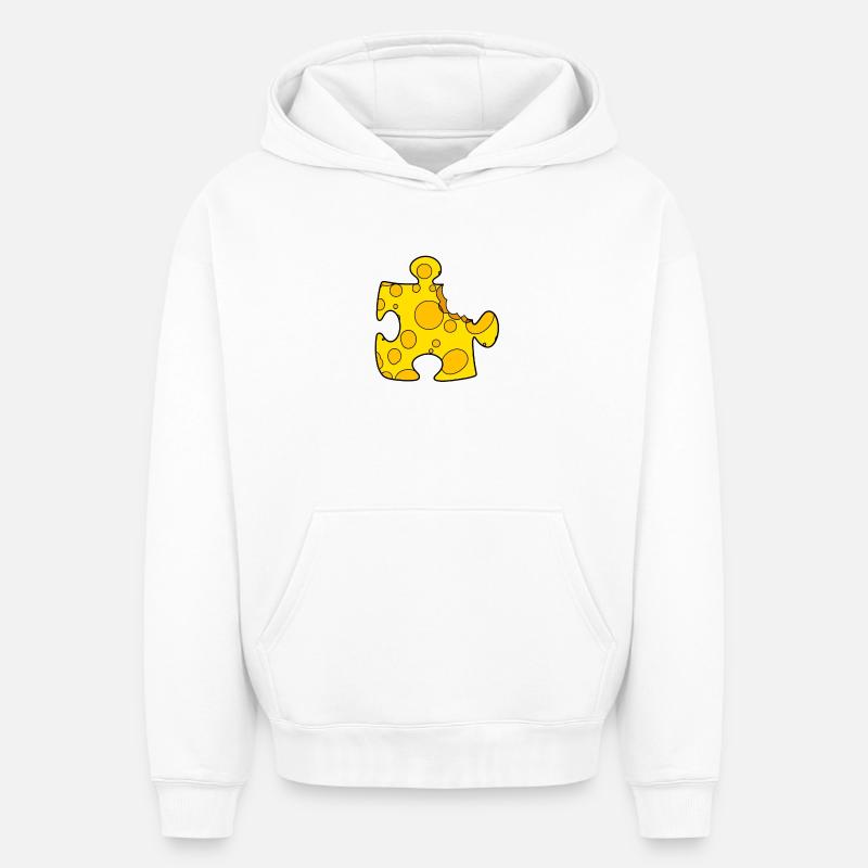 Puzzle de fromage - Sweat à capuche unisexe oversize épais SPREAD - blanc