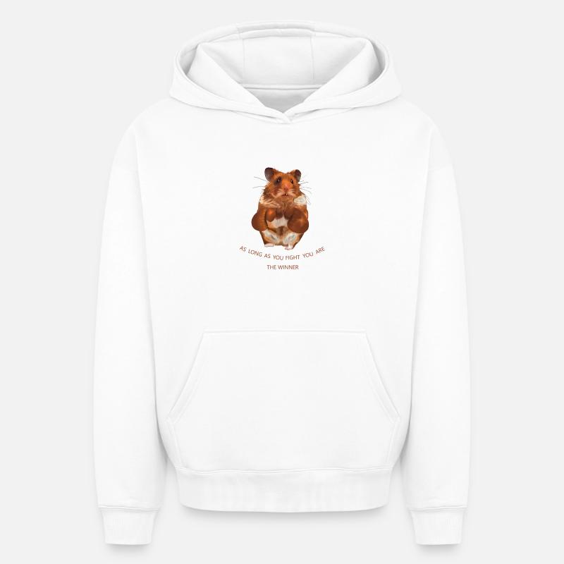 Combattant - Sweat à capuche unisexe oversize épais SPREAD - blanc