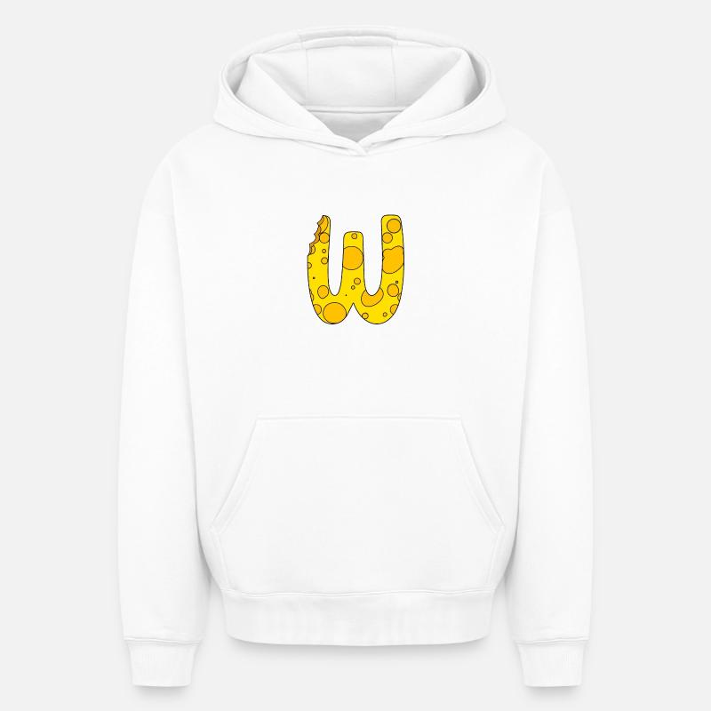 Lettre W - Sweat à capuche unisexe oversize épais SPREAD - blanc