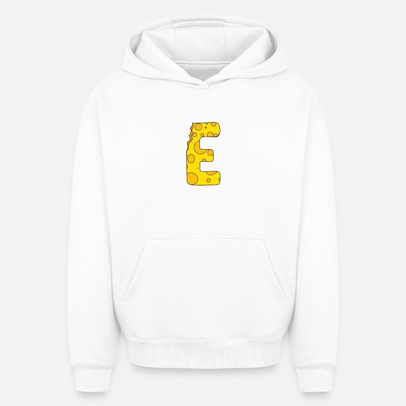 Lettre E - Sweat à capuche unisexe oversize épais SPREAD - blanc