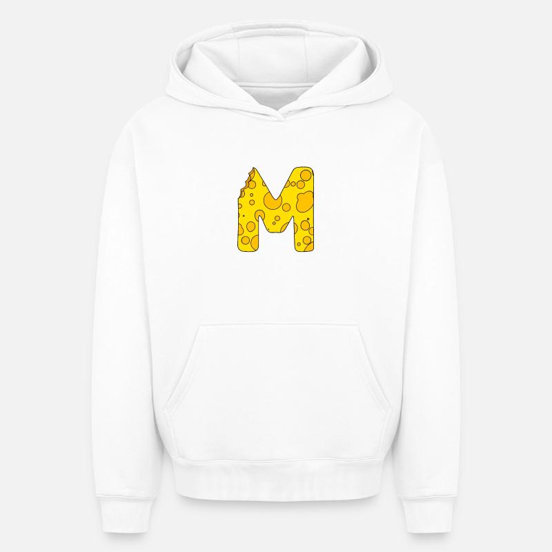 Lettre M - Sweat à capuche unisexe oversize épais SPREAD - blanc