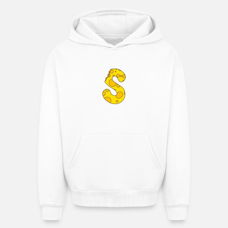 Lettre S - Sweat à capuche unisexe oversize épais SPREAD - blanc