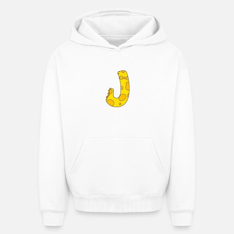 Lettre J - Sweat à capuche unisexe oversize épais SPREAD - blanc