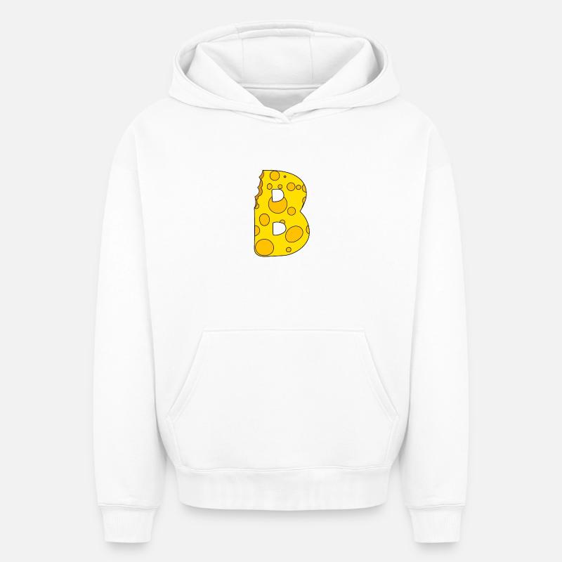 Lettre B - Sweat à capuche unisexe oversize épais SPREAD - blanc