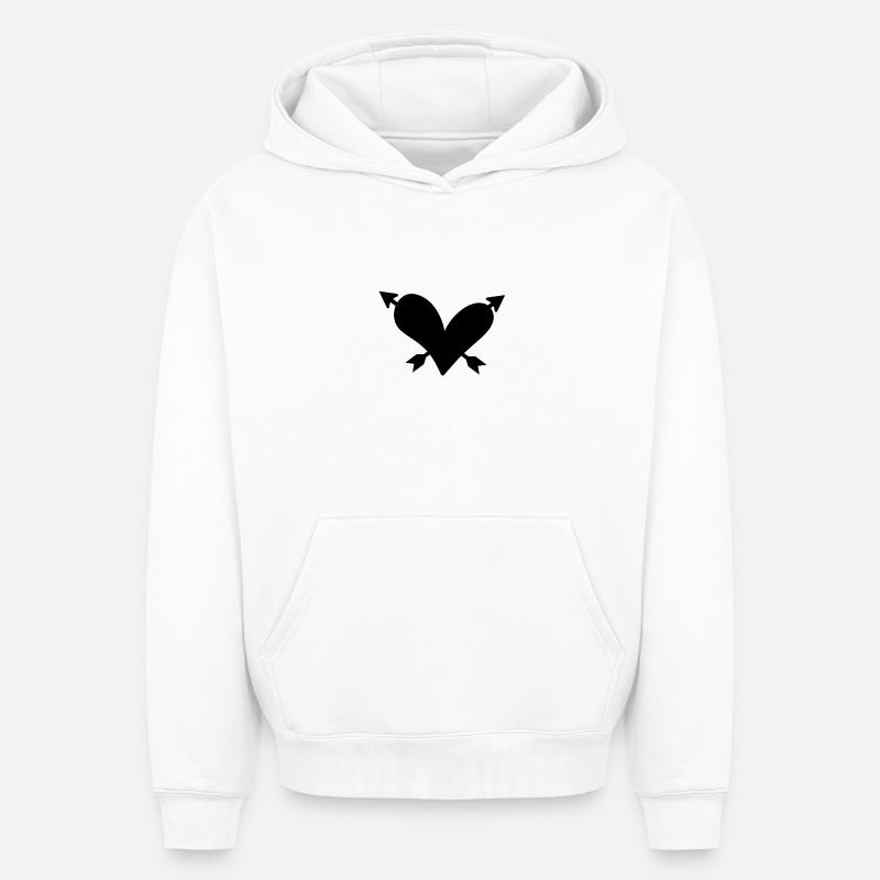 Flèche de cœur - Sweat à capuche unisexe oversize épais SPREAD - blanc