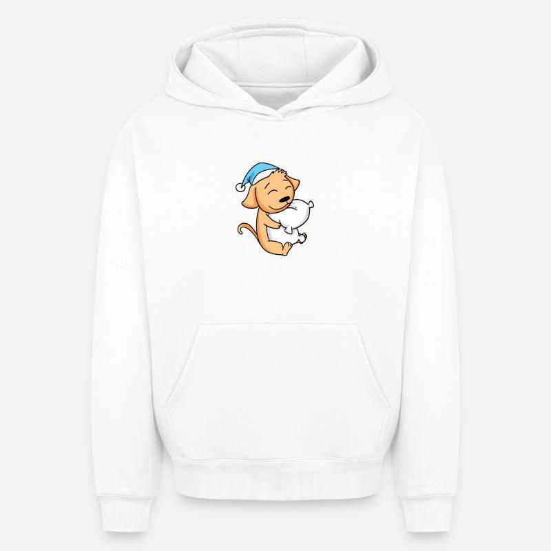 Chien Bébé - Sweat à capuche unisexe oversize épais SPREAD - blanc