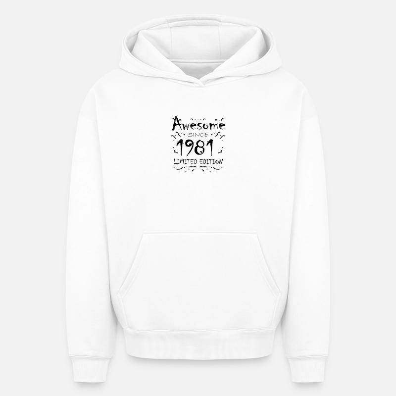 1981 - Né en 1981 - Sweat à capuche unisexe oversize épais SPREAD - blanc