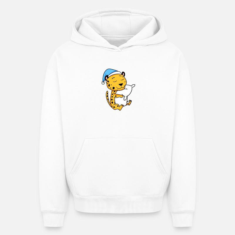 Guépard - Sweat à capuche unisexe oversize épais SPREAD - blanc